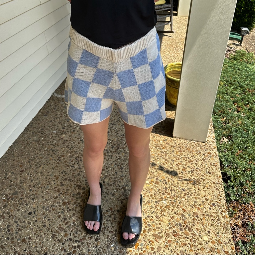 Blue & White Checkered Shorts